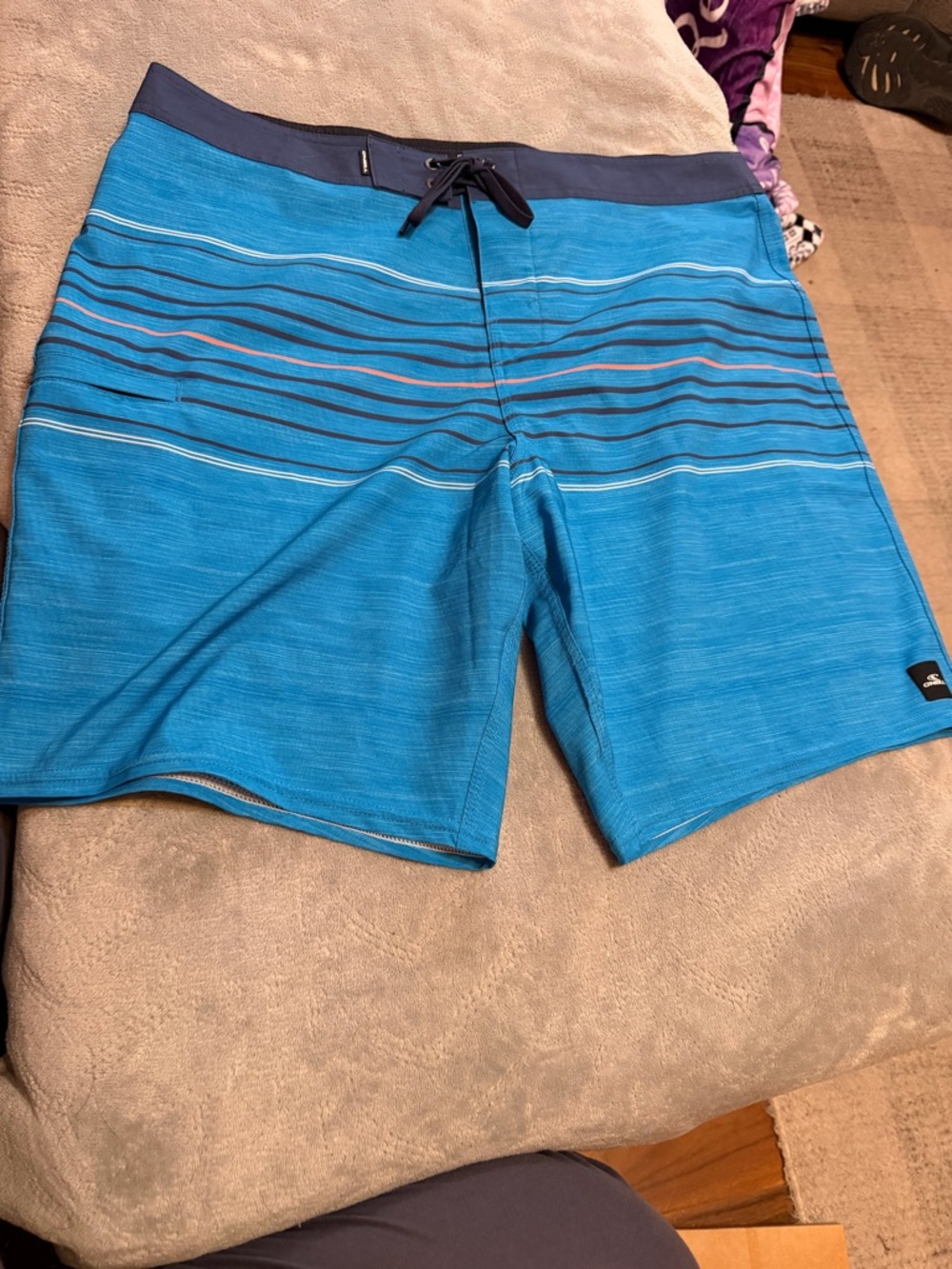 O'Neill Blue Stripe Men's Boardshorts with Navy Waistband‎ 38 waist